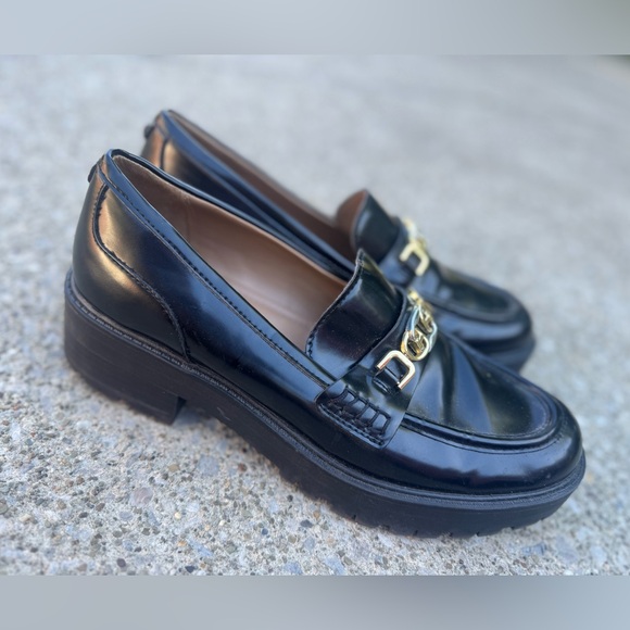 Sam Edelman Black Loafers with Gold Detail - Picture 1 of 7